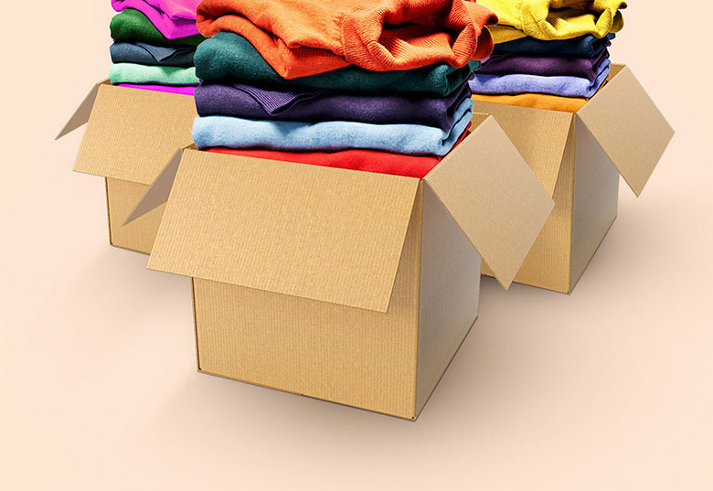cardbox with folded clothes